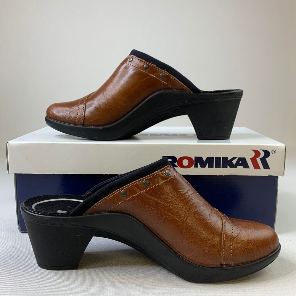 Romika Womens Mokassetta 271 Mules Clog Brandy Slip-On Heeled Sandals Sz‎ 6.5/37